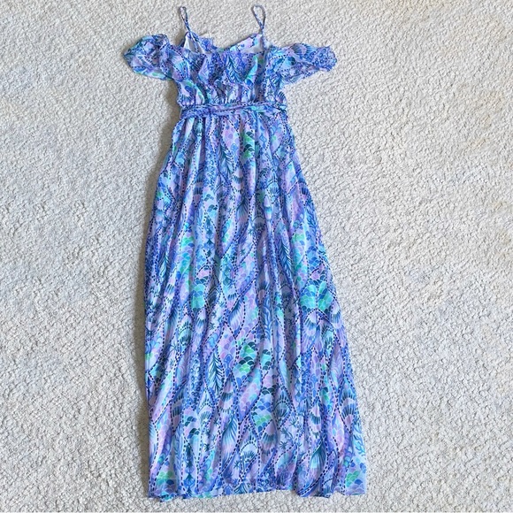 Lilly Pulitzer Zadie Cold Shoulder Maxi Dress, Coastal Blue, Tails of the Sea M - Picture 6 of 13
